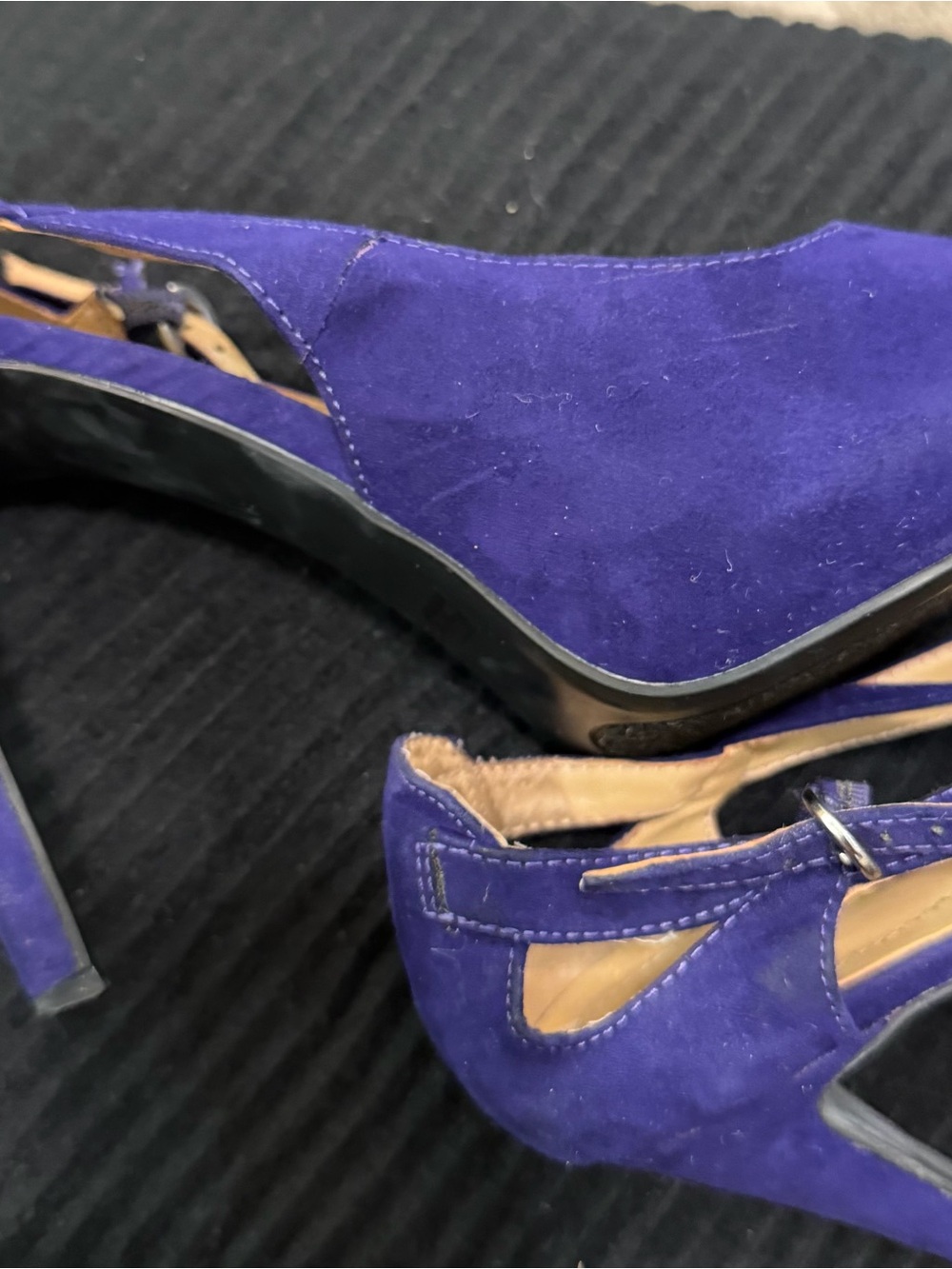 Guess Purple Suede T-Strap Stiletto Heels - Picture 2 of 4